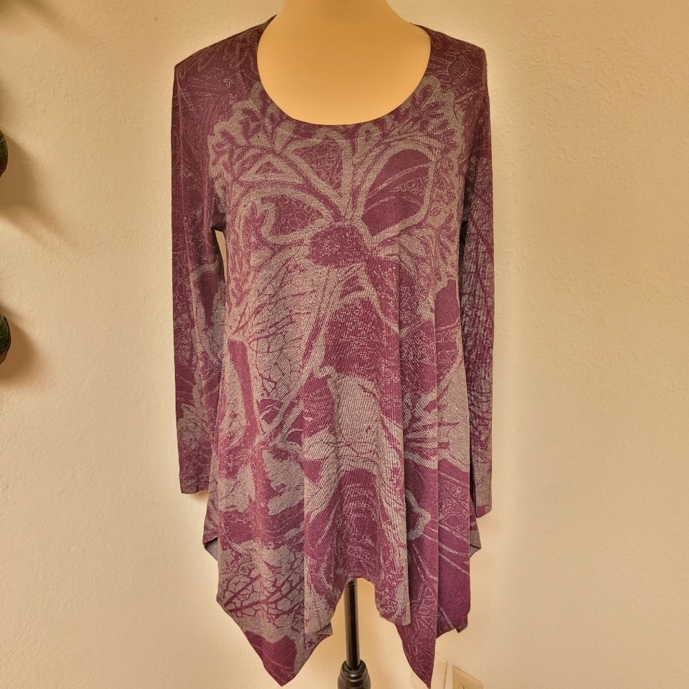 Soft Surroundings Renaissance Swing Tunic In Plum And Grey